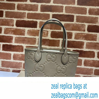 Gucci Jumbo GG small tote bag 726762 leather Gray 2023 - Click Image to Close