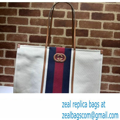 Gucci Large Interlocking G tote bag 727701 White cotton canvas 2024 - Click Image to Close