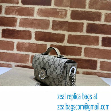 Gucci Petite GG Super mini bag 760194 Beige and ebony GG Supreme canvas