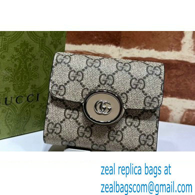 Gucci Petite GG medium wallet 760197 Beige and ebony GG Supreme canvas