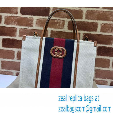 Gucci Small Interlocking G tote bag 727728 White cotton canvas 2024 - Click Image to Close