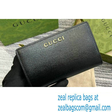 Gucci Zip around wallet with Gucci script 772640 leather Black 2024 - Click Image to Close