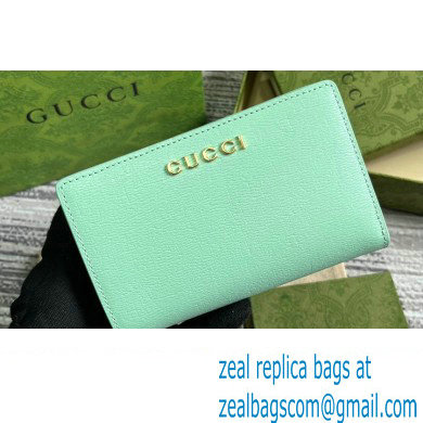 Gucci Zip around wallet with Gucci script 772640 leather Pale Green 2024 - Click Image to Close