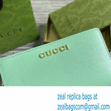 Gucci Zip around wallet with Gucci script 772640 leather Pale Green 2024 - Click Image to Close
