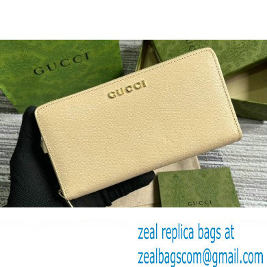 Gucci Zip around wallet with Gucci script 772642 leather Light Beige 2024 - Click Image to Close