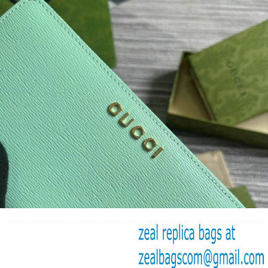 Gucci Zip around wallet with Gucci script 772642 leather Pale Green 2024 - Click Image to Close