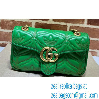 Gucci x Adidas GG Marmont Small shoulder bag 443497 Leather Green - Click Image to Close