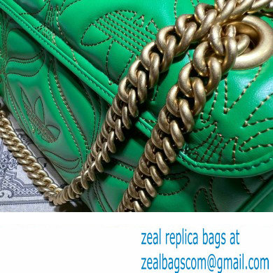 Gucci x Adidas GG Marmont Small shoulder bag 443497 Leather Green - Click Image to Close