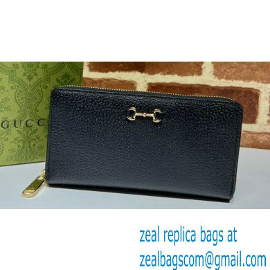 Gucci zip-around wallet with Horsebit 700484 in Black leather