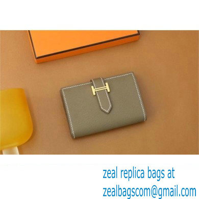 Hermes bearn mini wallet in epsom leather etoupe with gold hardware handmade(original quality)