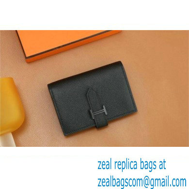 Hermes bearn mini wallet in epsom leather noir with black hardware handmade(original quality) - Click Image to Close