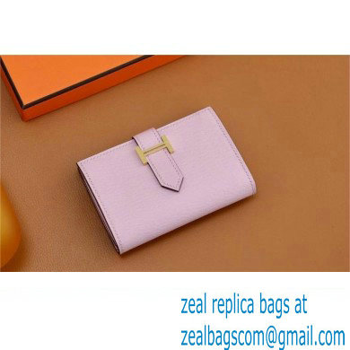 Hermes bearn mini wallet in mysore leather mauve sylvestre with gold hardware handmade(original quality) - Click Image to Close