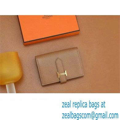 Hermes bearn mini wallet in mysore leather quebracho with gold hardware handmade(original quality)