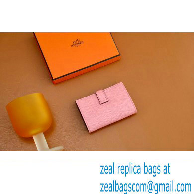 Hermes bearn mini wallet in mysore leather rose confetti with silver hardware handmade(original quality)