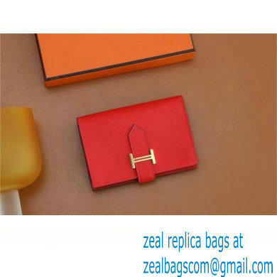 Hermes bearn mini wallet in mysore leather rouge de cceur with gold hardware handmade(original quality)