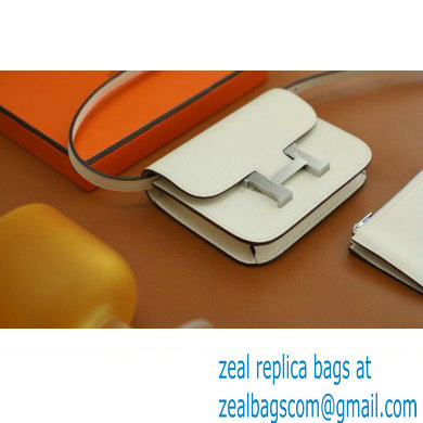 Hermes evercolor leather Constance Slim Wallet with belt handmade nata/silver (original quality) - Click Image to Close