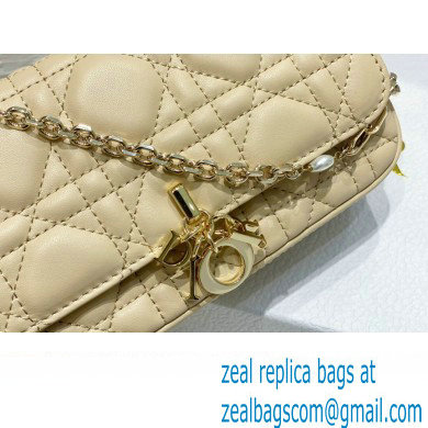 Lady Dior Phone Pouch Bag in Cannage Lambskin Beige with Removable jewel chain 2024