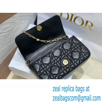 Lady Dior Phone Pouch Bag in Cannage Lambskin Black with Removable jewel chain 2024 - Click Image to Close