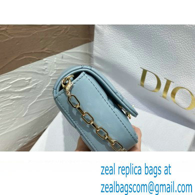 Lady Dior Phone Pouch Bag in Cannage Lambskin Cloud Blue with Removable jewel chain 2024
