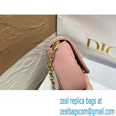 Lady Dior Phone Pouch Bag in Cannage Lambskin Pink with Removable jewel chain 2024 - Click Image to Close