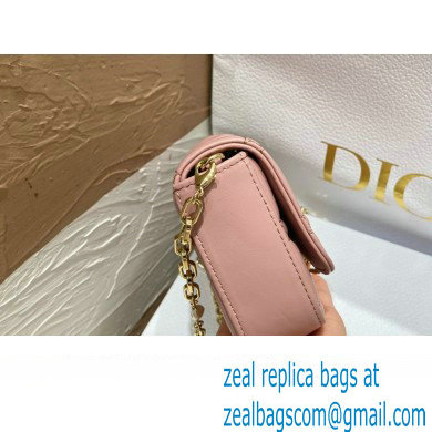 Lady Dior Phone Pouch Bag in Cannage Lambskin Pink with Removable jewel chain 2024