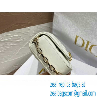 Lady Dior Phone Pouch Bag in Cannage Lambskin White with Removable jewel chain 2024 - Click Image to Close