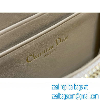 Lady Dior Voyageur Small Coin Purse in Beige Patent Cannage Calfskin 2024 - Click Image to Close