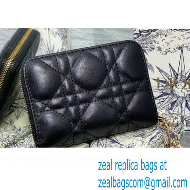Lady Dior Voyageur Small Coin Purse in Black Cannage Lambskin 2024 - Click Image to Close
