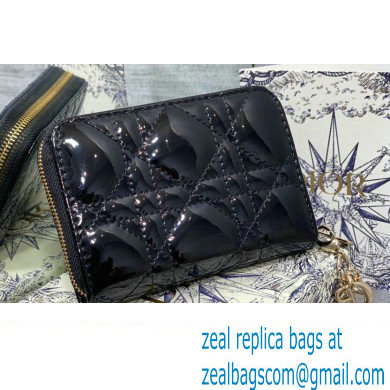 Lady Dior Voyageur Small Coin Purse in Black Patent Cannage Calfskin 2024 - Click Image to Close