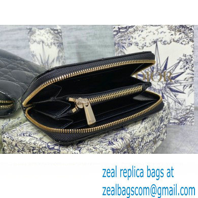 Lady Dior Voyageur Small Coin Purse in Black Patent Cannage Calfskin 2024 - Click Image to Close