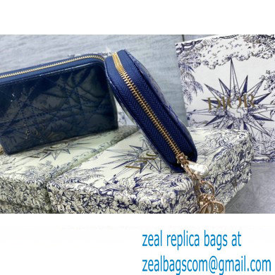 Lady Dior Voyageur Small Coin Purse in Blue Patent Cannage Calfskin 2024