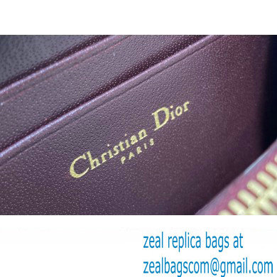 Lady Dior Voyageur Small Coin Purse in Burgundy Patent Cannage Calfskin 2024 - Click Image to Close