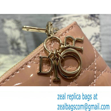 Lady Dior Voyageur Small Coin Purse in Nude Pink Patent Cannage Calfskin 2024 - Click Image to Close