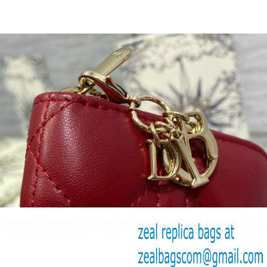 Lady Dior Voyageur Small Coin Purse in Red Cannage Lambskin 2024 - Click Image to Close