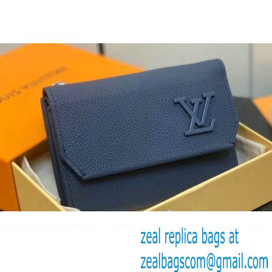 Louis Vuitton Cowhide leather Aerogram Slender Pilot Wallet Dark Blue 2024