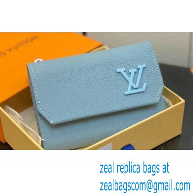 Louis Vuitton Cowhide leather Aerogram Slender Pilot Wallet Sky Blue 2024