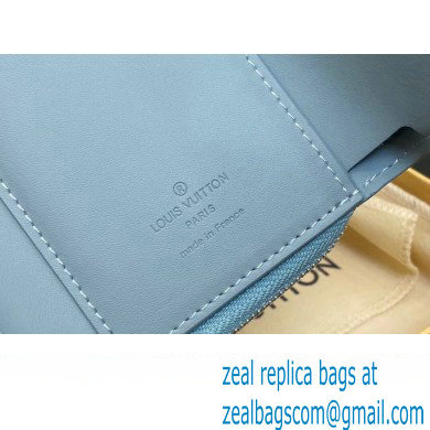 Louis Vuitton Cowhide leather Aerogram Slender Pilot Wallet Sky Blue 2024