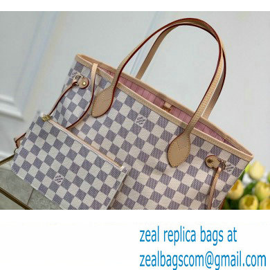 Louis Vuitton Damier Azur Canvas Neverfull PM Bag N41362 Pink 2023 - Click Image to Close