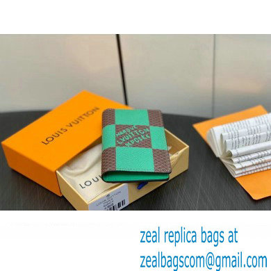 Louis Vuitton Damier Pop Canvas Pocket Organizer Wallet N40613 Green 2024