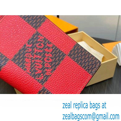 Louis Vuitton Damier Pop Canvas Pocket Organizer Wallet N40614 Red 2024