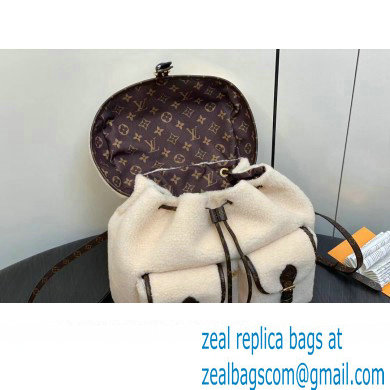 Louis Vuitton LV Ski Shearling Backpack Bag M23384 Cream/Brown 2023 - Click Image to Close