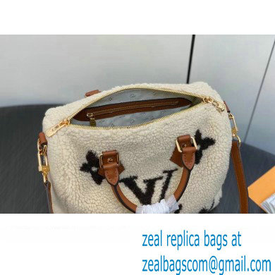 Louis Vuitton LV Ski Shearling Speedy Bandouliere 25 Bag M23468 Cream/Brown 2024 - Click Image to Close