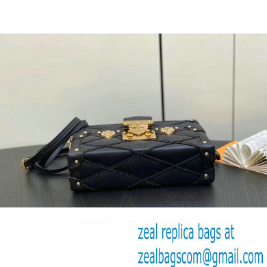 Louis Vuitton Lamb leather Petite Malle Bag M23518 Black/Beige 2023 - Click Image to Close