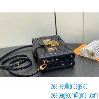 Louis Vuitton Lamb leather Petite Malle Bag M23518 Black/Beige 2023 - Click Image to Close