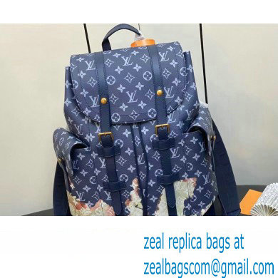 Louis Vuitton Monogram Canvas Christopher MM Backpack Bag M41379 Blue 2023 - Click Image to Close