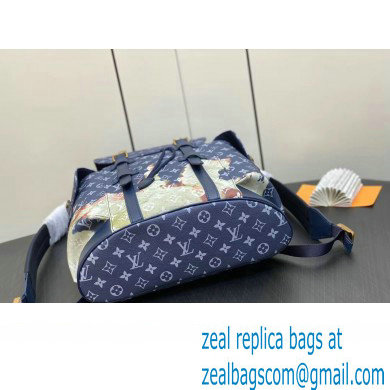 Louis Vuitton Monogram Canvas Christopher MM Backpack Bag M41379 Blue 2023 - Click Image to Close