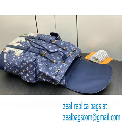Louis Vuitton Monogram Canvas Christopher MM Backpack Bag M41379 Blue 2023 - Click Image to Close