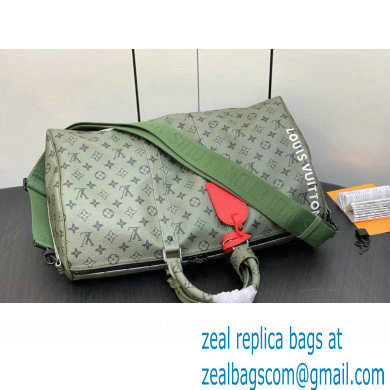 Louis Vuitton Monogram Canvas Keepall Bandouliere 45 Bag M23962 Khaki Green/Vermillion Red 2023