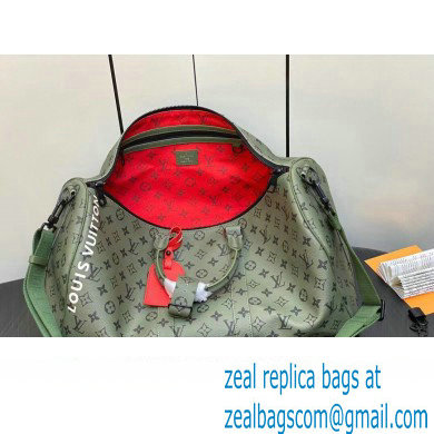 Louis Vuitton Monogram Canvas Keepall Bandouliere 45 Bag M23962 Khaki Green/Vermillion Red 2023