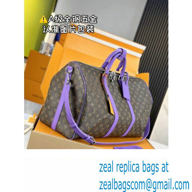 Louis Vuitton Monogram Canvas Keepall Bandouliere 50 Bag M46775 Purple 2024